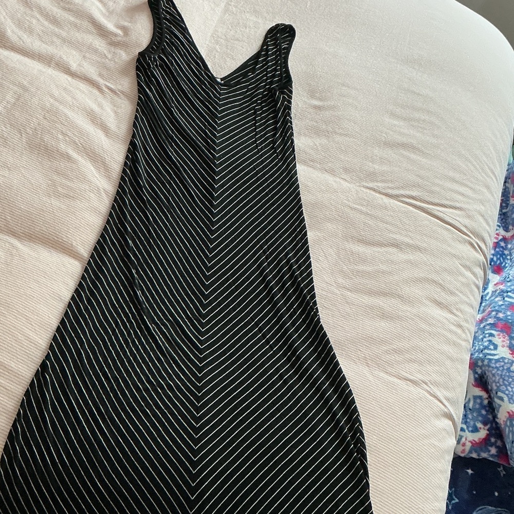 Elegant Black and White Striped Dress Maxi